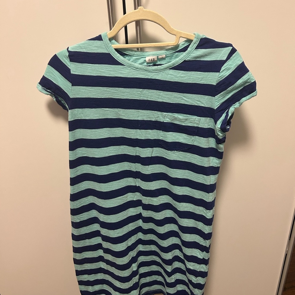 GAP Striped Short Sleeve Tee in Aqua and Navy